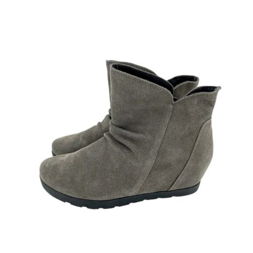 Cougar Wedge Booties Astro Grey Waterproof Suede Leather Boots SZ 6 New